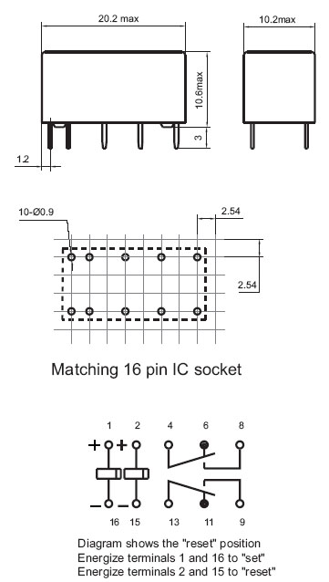 DPDT relay package and reset positions