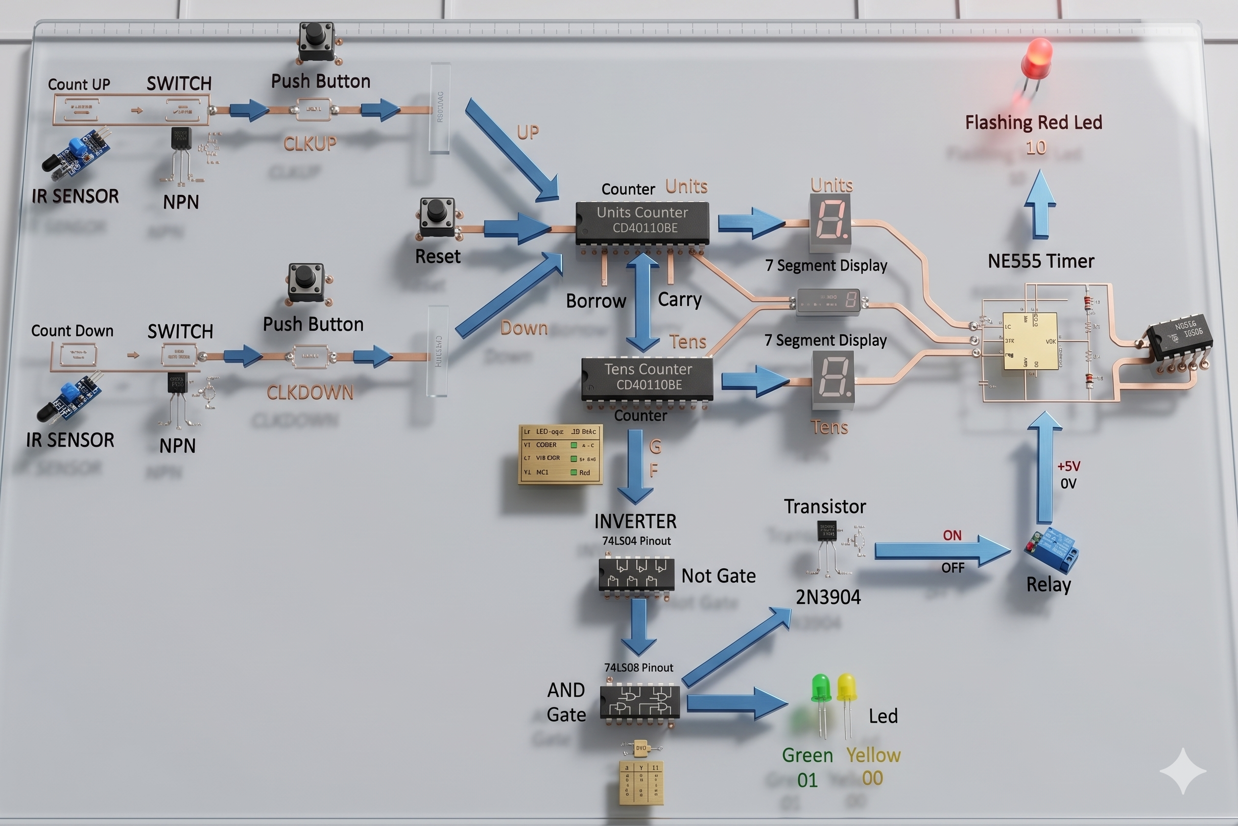 3D glass-panel hardware block diagram