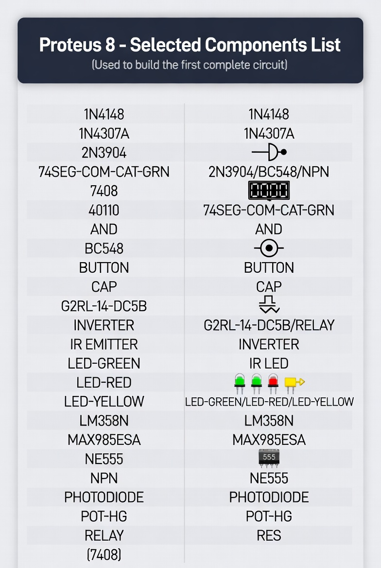 Proteus 8 selected components list